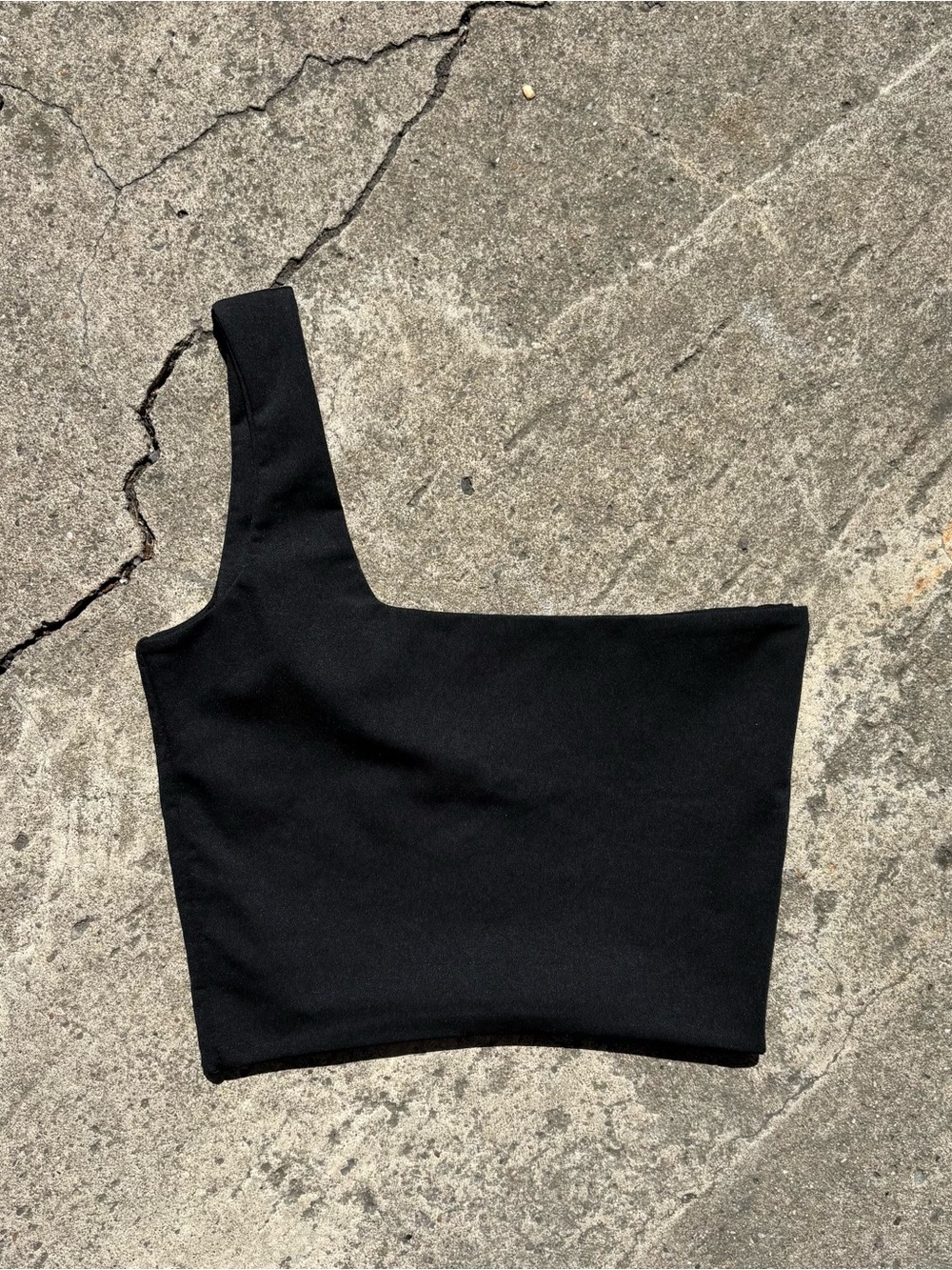 Women’s One-Shoulder Black Cropped Tank Top - Women’s Small
